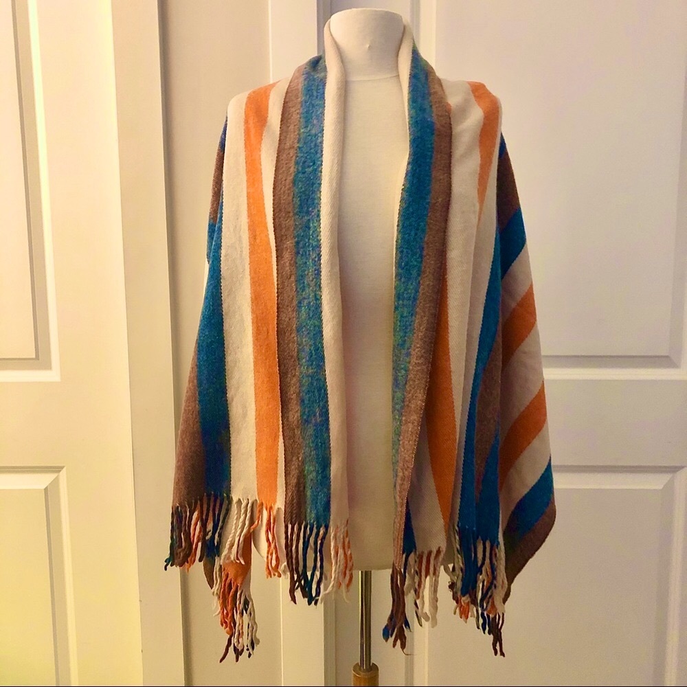 Vintage 100% wool blanket scarf
